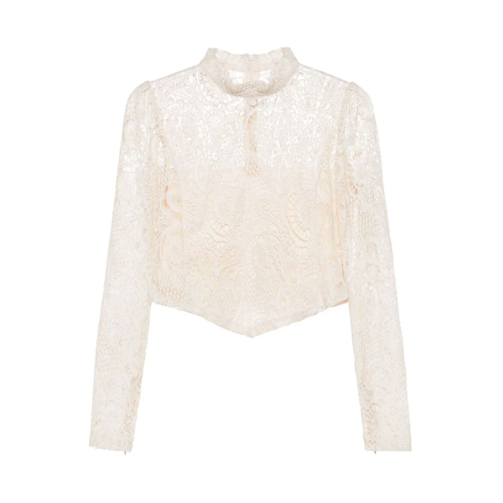 Twinset Crème Wit Macramé Detail Shirt Beige Dames