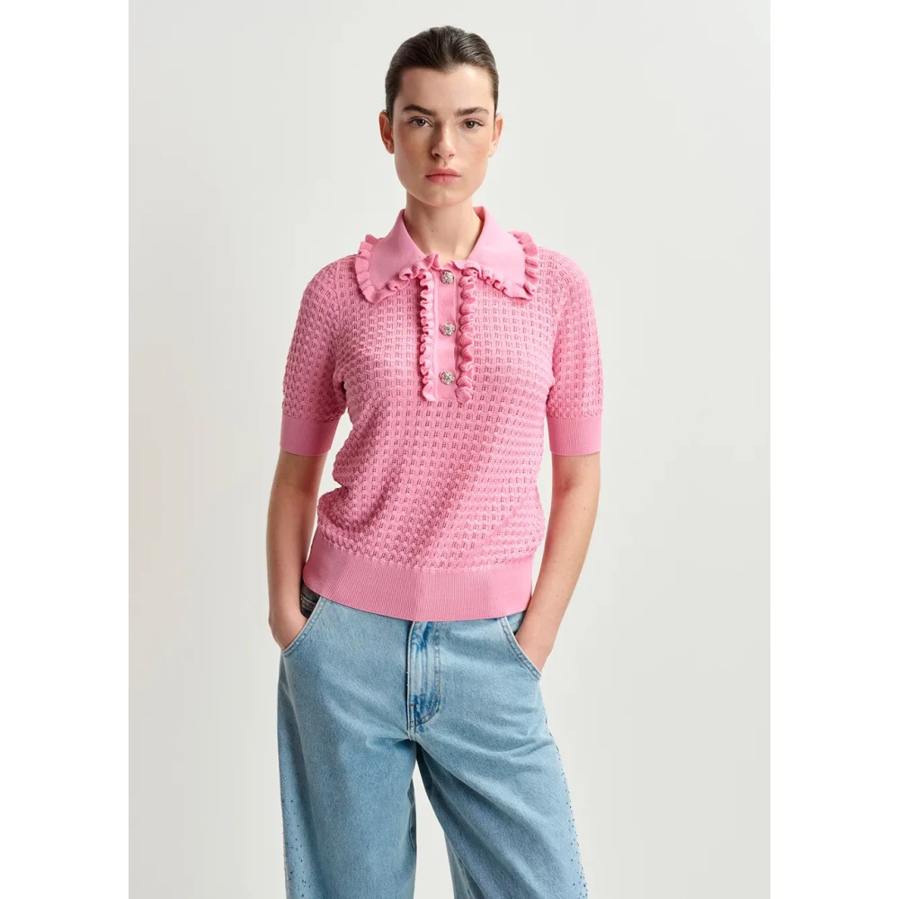 Essentiel Antwerp Gebreide Polo Pink Dames