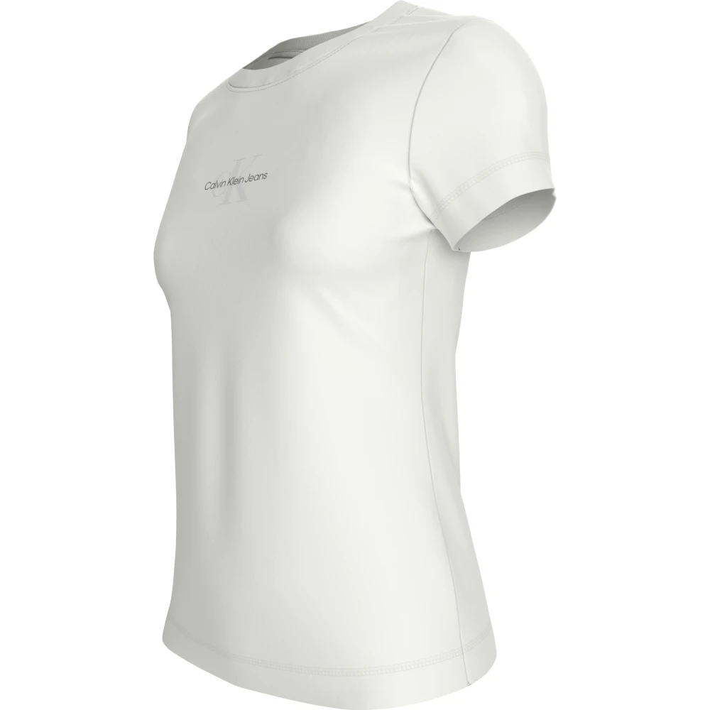 Calvin Klein Witte Katoenen T-shirt met Geborduurd Logo White Dames