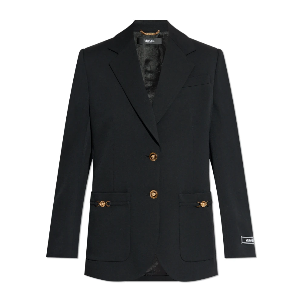 Versace Oversize Zwart Wol Blazer Black Dames