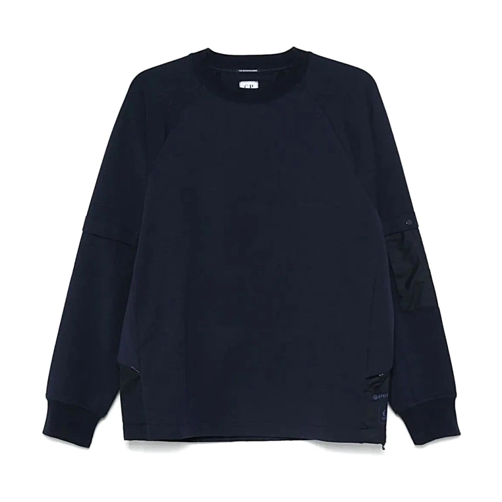 C.p. Company Blå Crew Neck Sweatshirts För Män