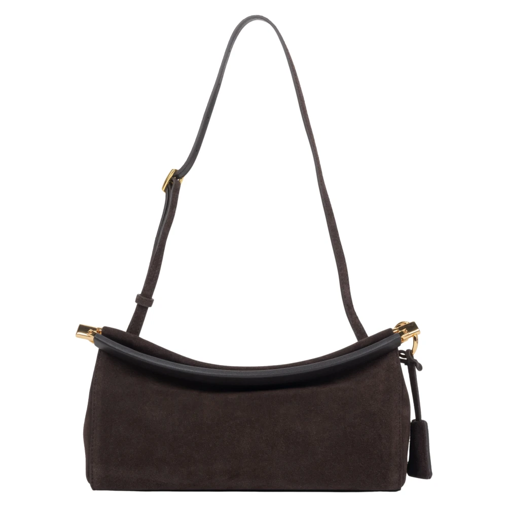 Estro Women's Gold Velour Shoulder Bag With Hardware