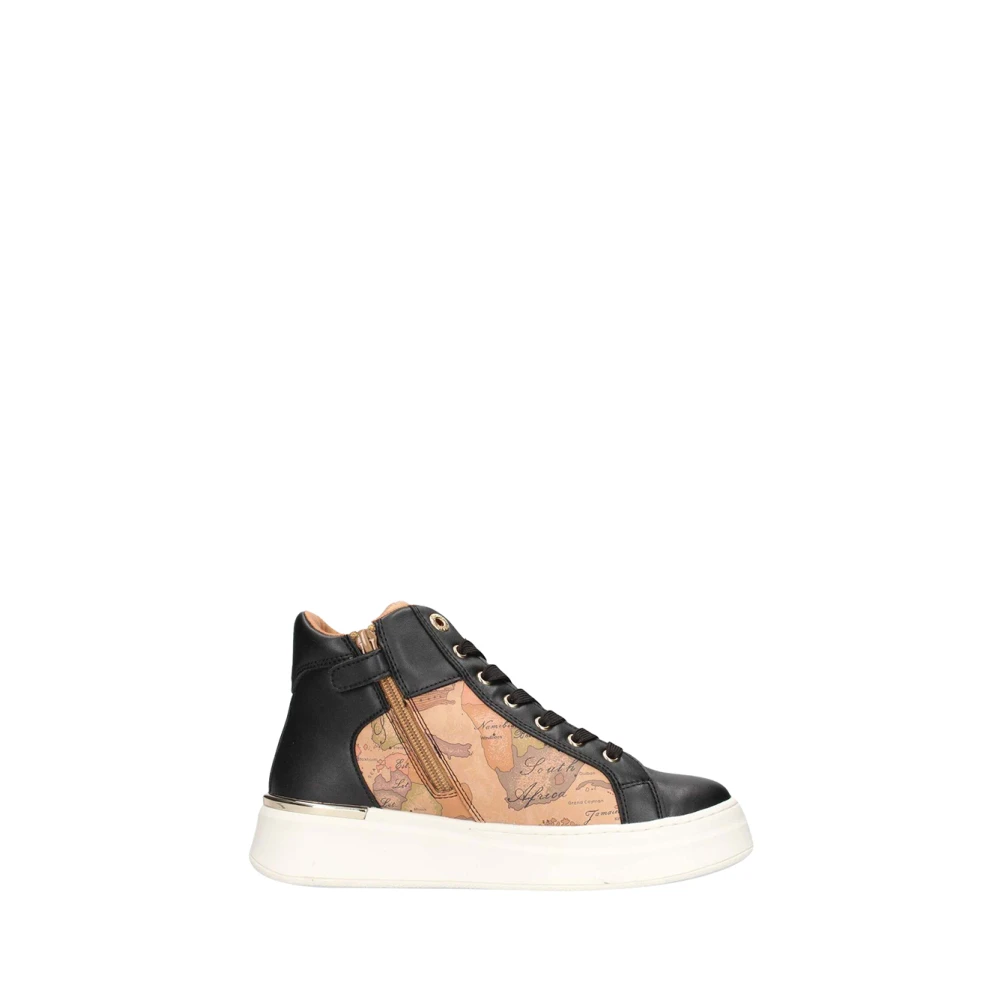Alviero Martini 1a Classe Zwarte Sneakers met Kaartprint Dames Schoenen