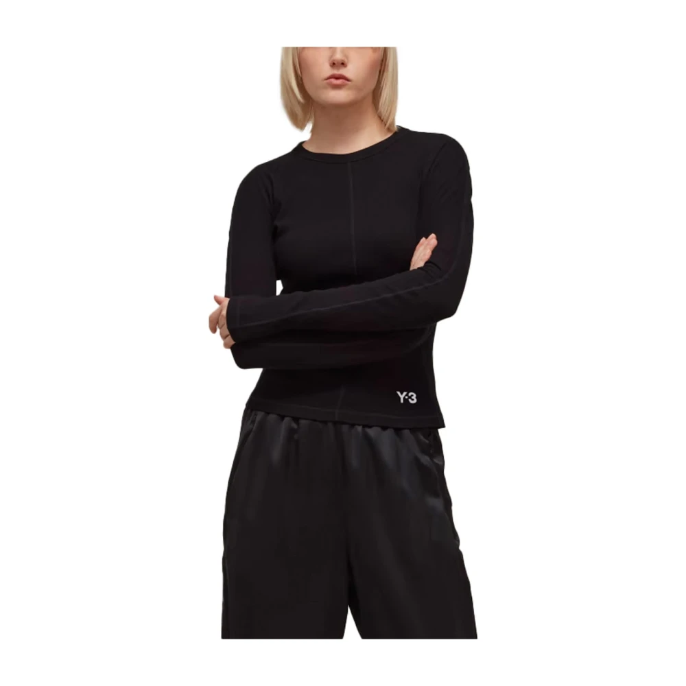 Adidas Women's Black Long Sleeve Training Tops, Xs, Y-3 Fitted Long Sleeve Tee