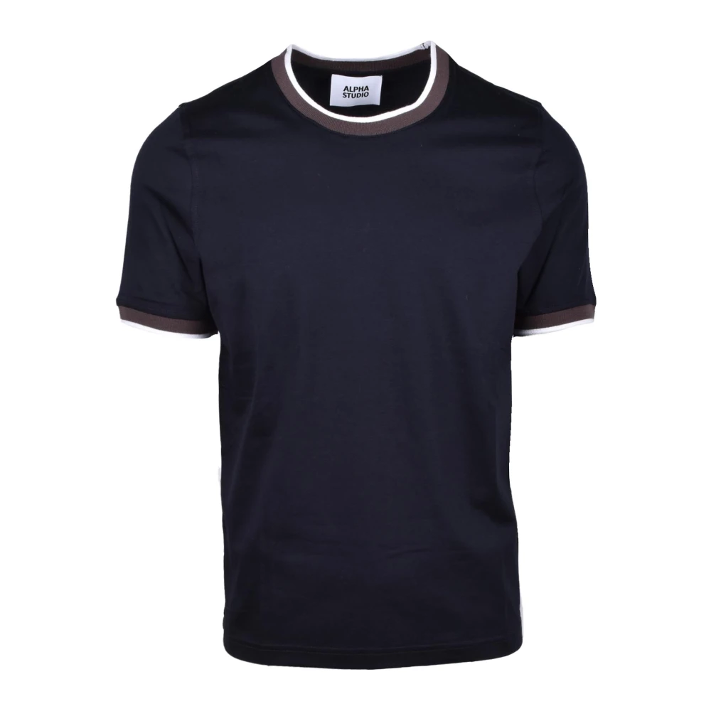 Alpha Studio Katoen Elastaan T-shirt Blue Heren
