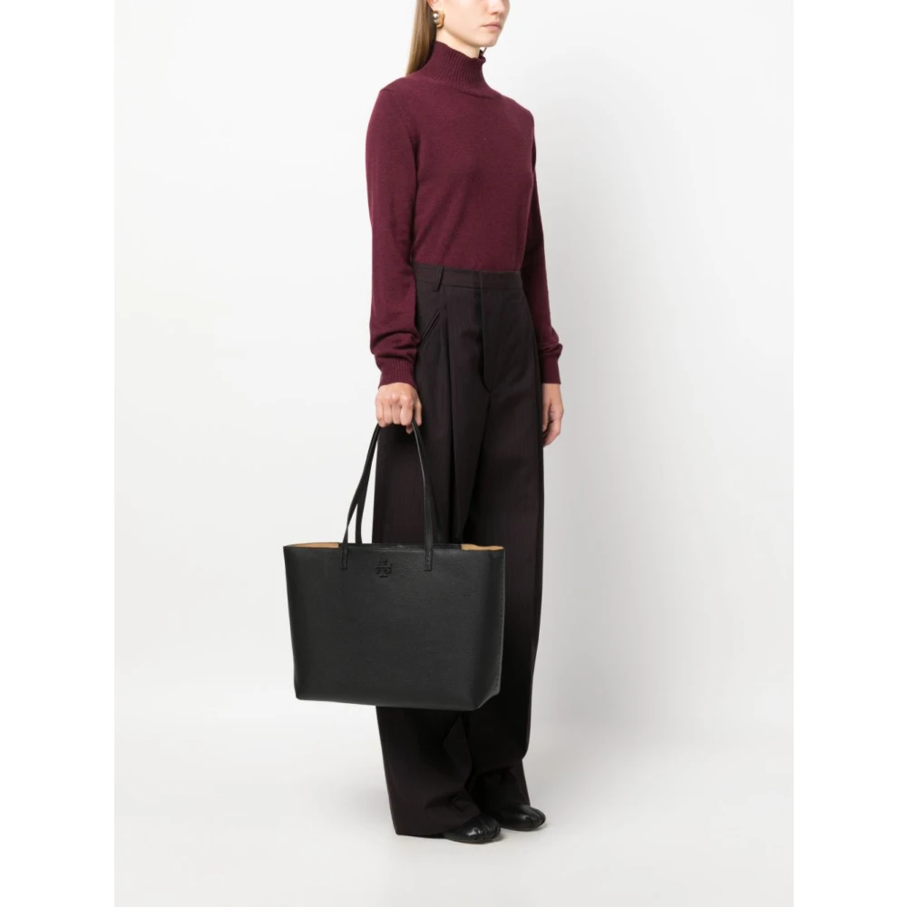 TORY BURCH Zwarte Pebble Leren Tote Tas Black Dames
