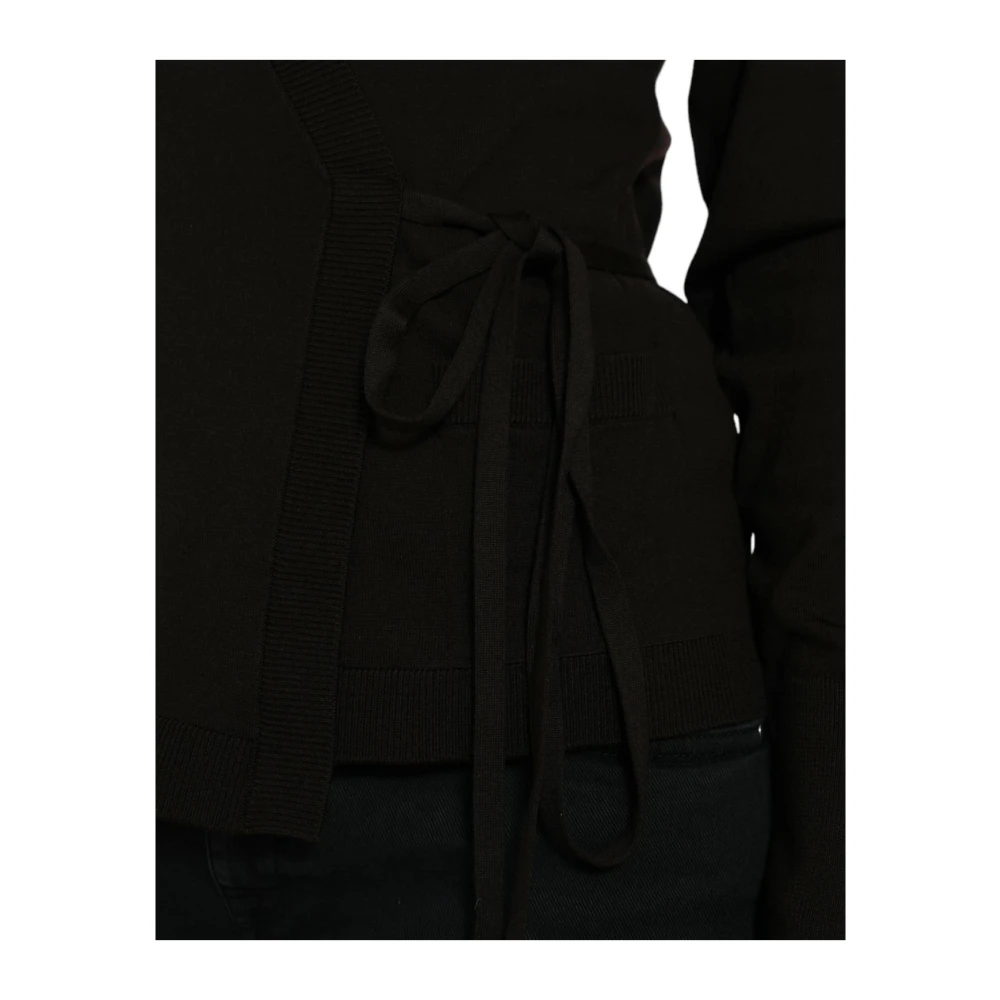 Dolce & Gabbana Zwarte V-hals Gekruiste Cardigan Sweater Black Dames