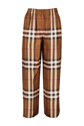 silk-flared-checkered-elastic-waist-pants