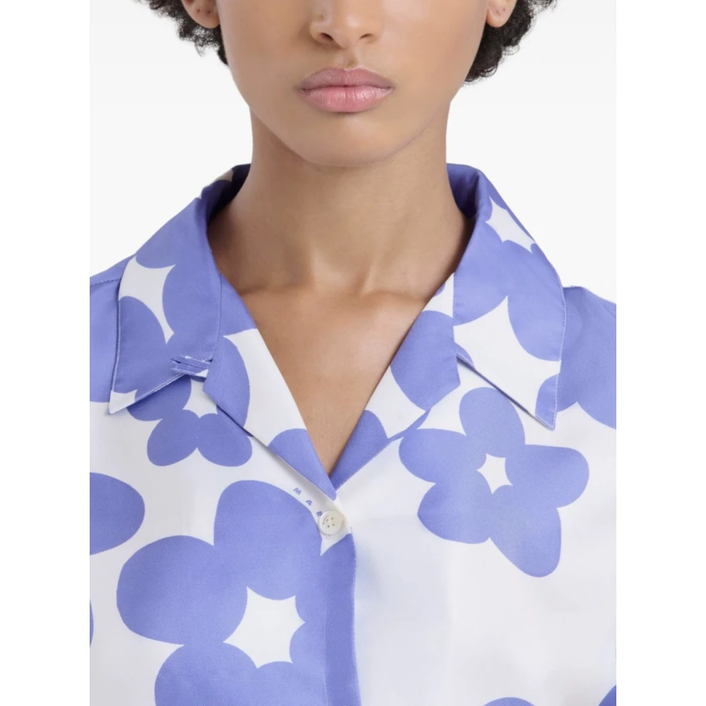 Marni Blauw Wit Bedrukt Overhemd Multicolor Dames