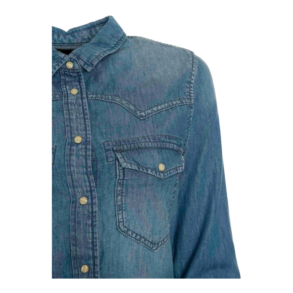 Le Temps Des Cerises Western Style Denim Overhemd Juanita Blue Dames