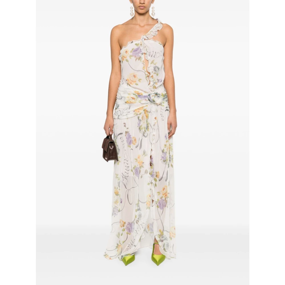 Blumarine Bloemen one-shoulder jurk met cut-out Multicolor Dames