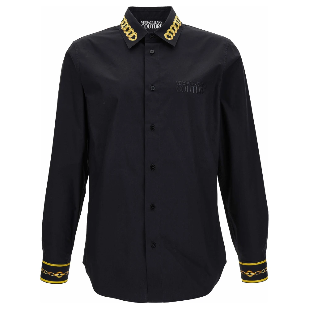 Versace Jeans Couture Slim Fit Chain Panel Nylon Shirt Black Heren
