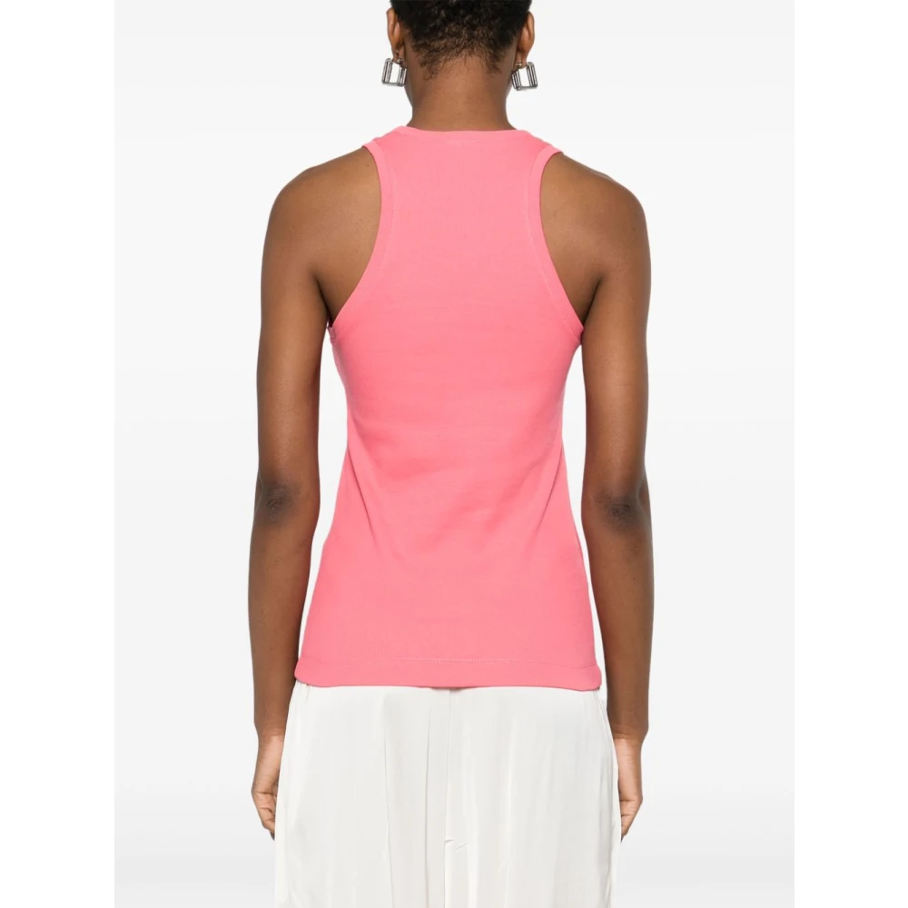 pinko Blush Pink Mouwloze Logo Top Pink Dames