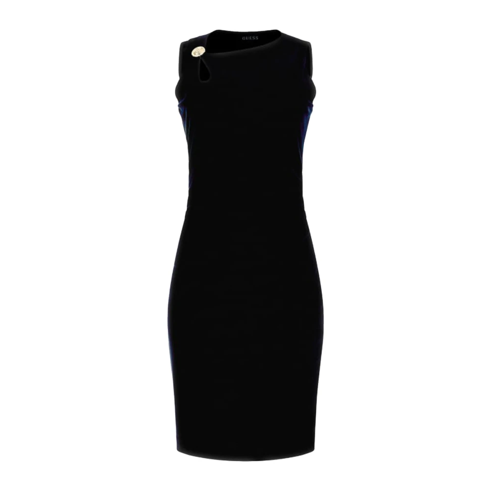 Guess Avondjurk Zwart Aansluitend Ronde Hals Black Dames