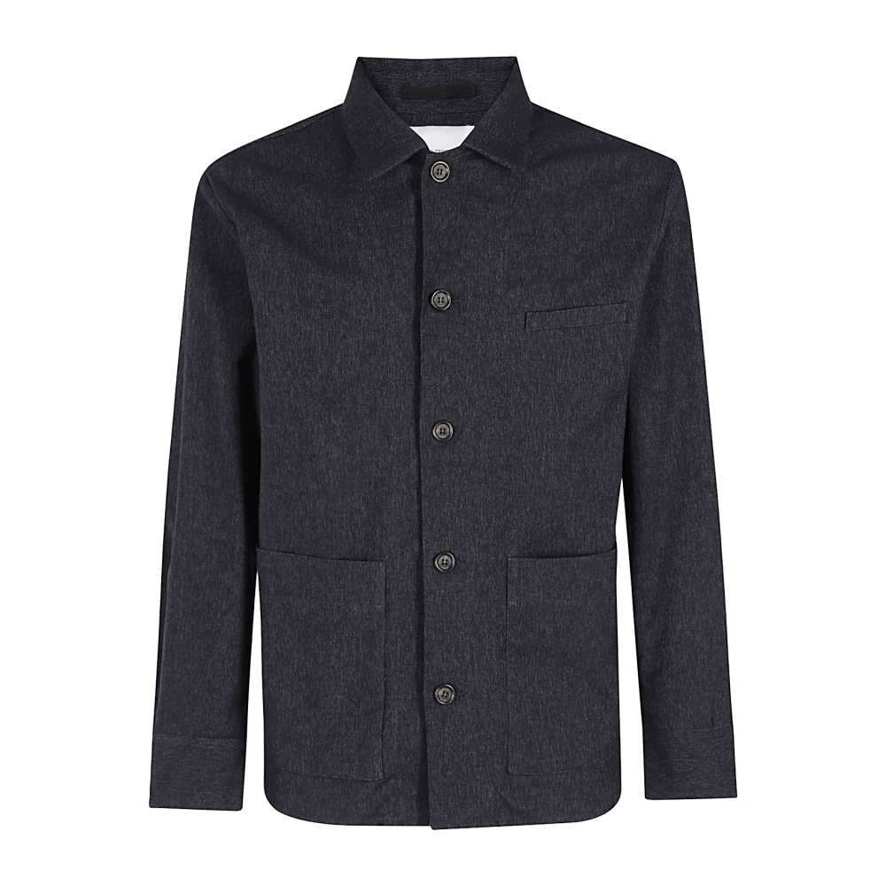 Paolo Pecora Lichte Denim Overshirt Blue Heren