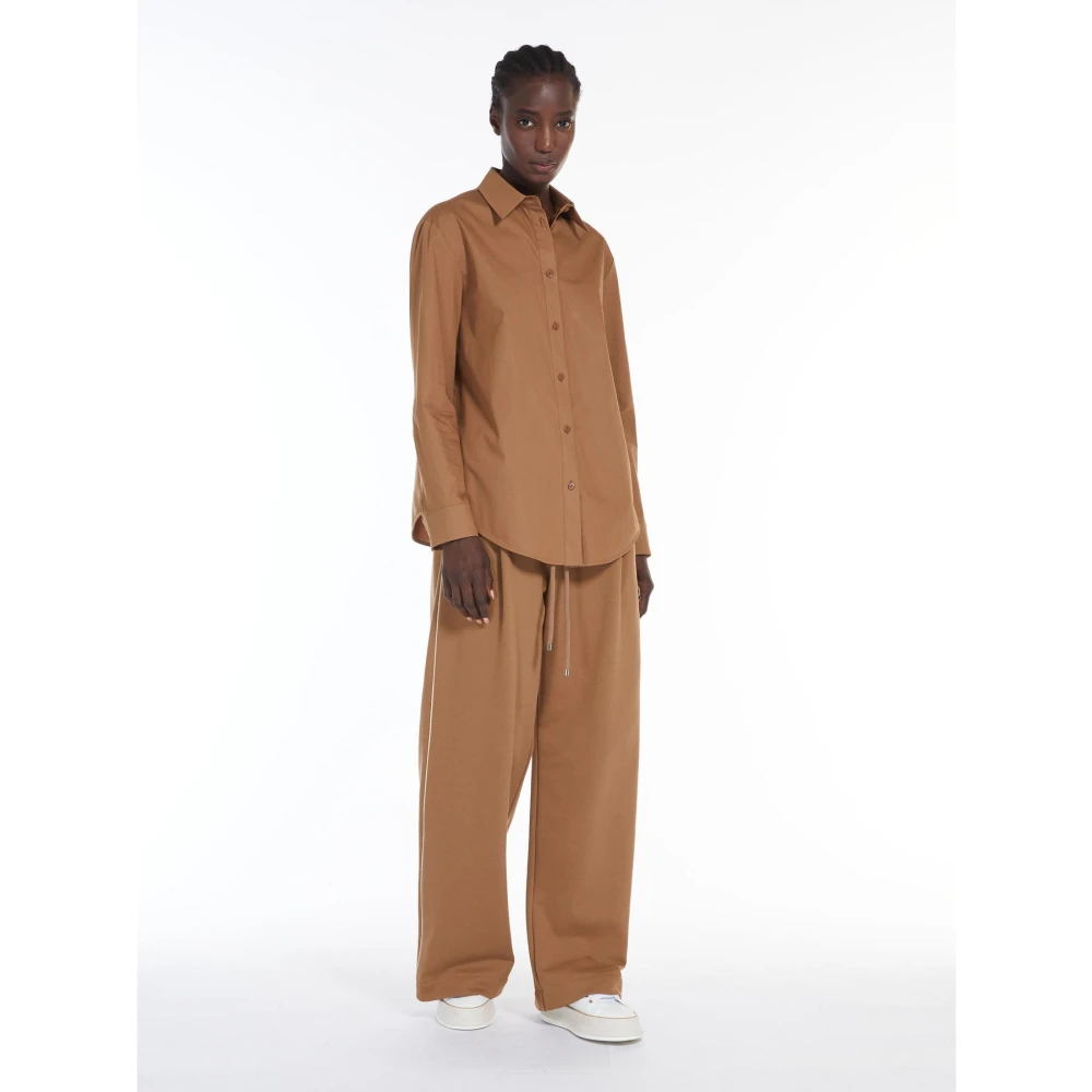 Max Mara Katoenen sweatpants met elastische tailleband Brown Dames