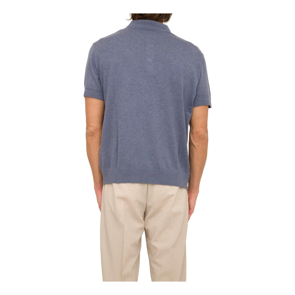 ETRO Blauwe Gebreide Polo Shirt Blue Heren