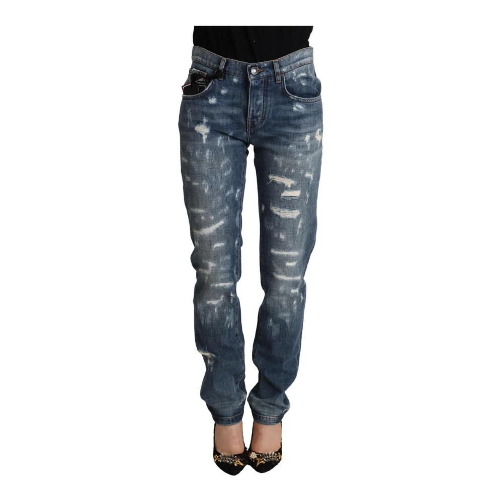 Dolce & Gabbana Women's Blue Distressed Skinny Denim Jeans