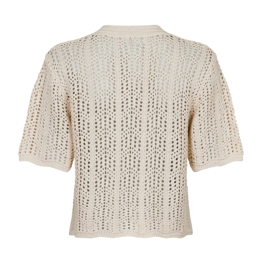 NEO NOIR Gehaakte gebreide vest voor de zomer Beige Dames