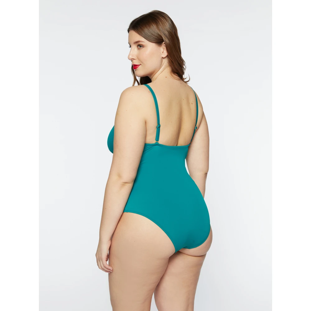 Fiorella Rubino Drop-neck One-piece Swimsuit Green Dames