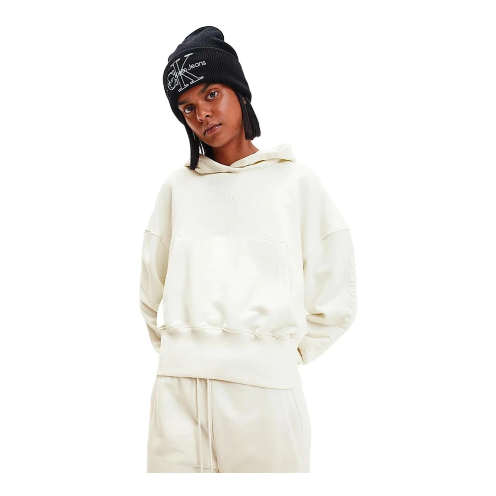 Calvin Klein Jeans Women's White Hoodie - Hoodies - L - Sweatshirts & Hoodies