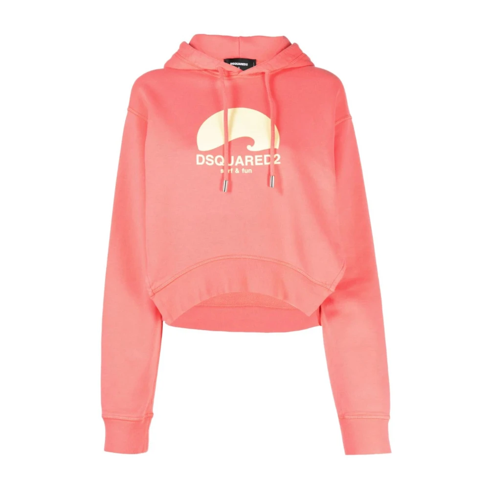 Dsquared2 Women's Pink Logo Printed Drawstring Hoodie - Hoodies - S - Sweatshirts & Hoodies