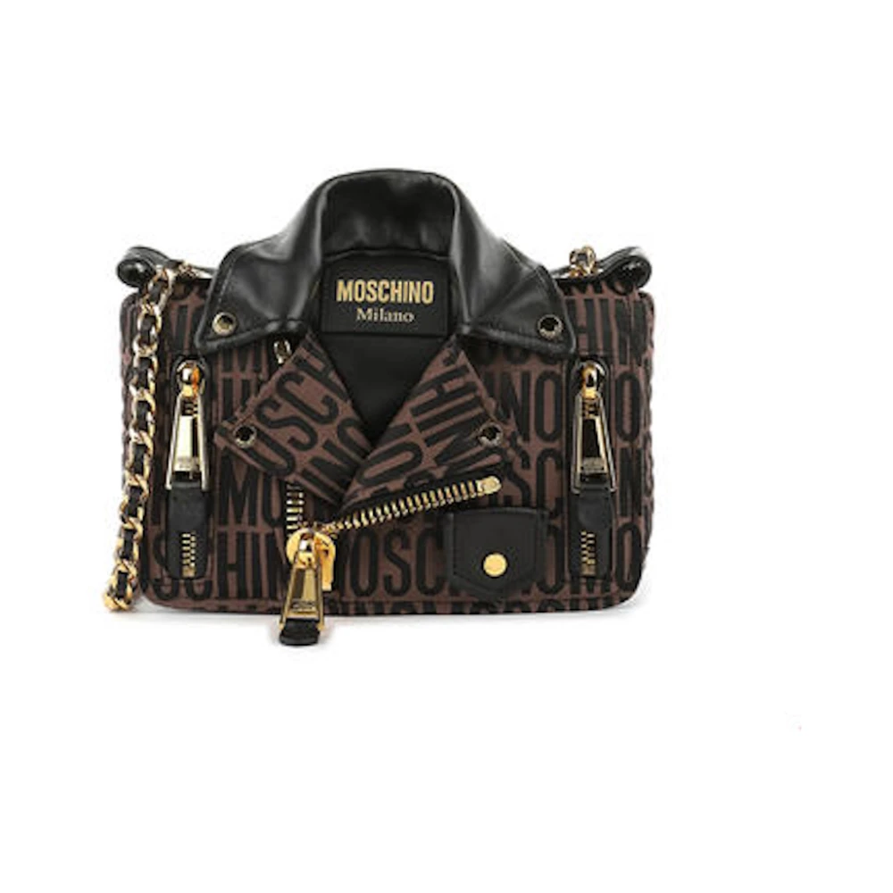 Moschino Jacquard Biker Tas in Bruin Brown Dames
