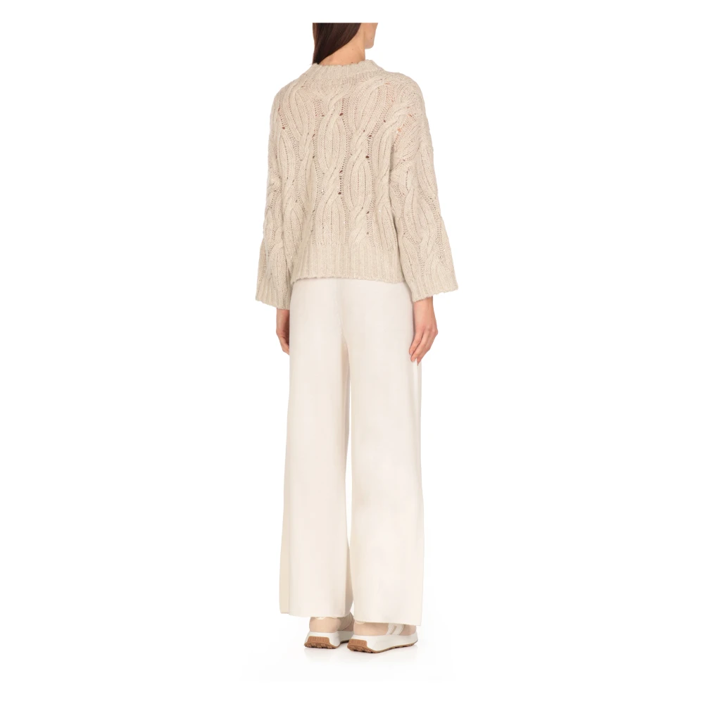 Antonelli Firenze Beige Paillet Trui met Uitgesneden Details Beige Dames