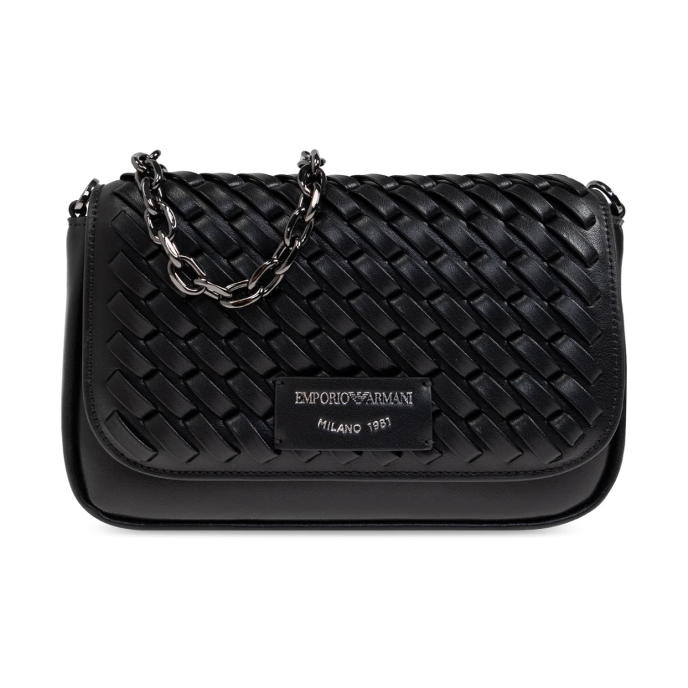 Emporio Armani Schoudertas met decoratief vlechtwerk Black Dames
