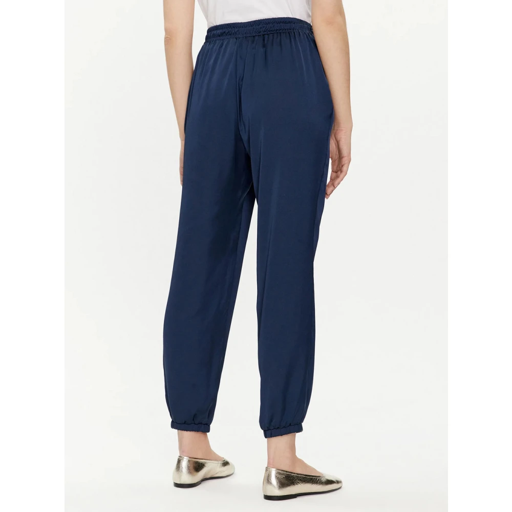 Liu Jo Blauwe Satijnen Jogger Broek Blue Dames