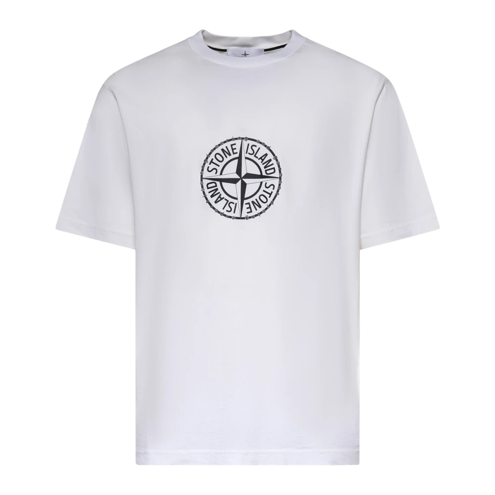 Stone Island White T-Shirts, Male, Xl, T-Shirts