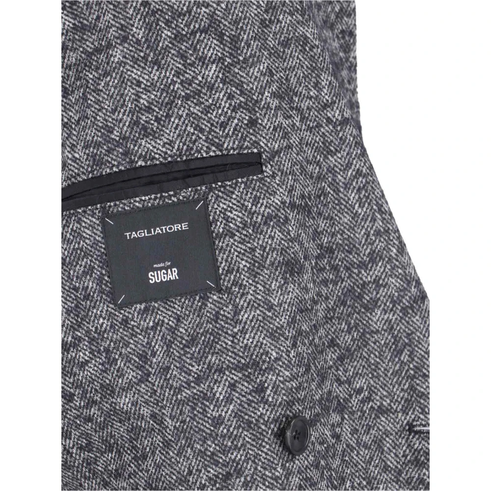 Tagliatore Dubbelborst Houndstooth Blazer Grijs Gray Heren