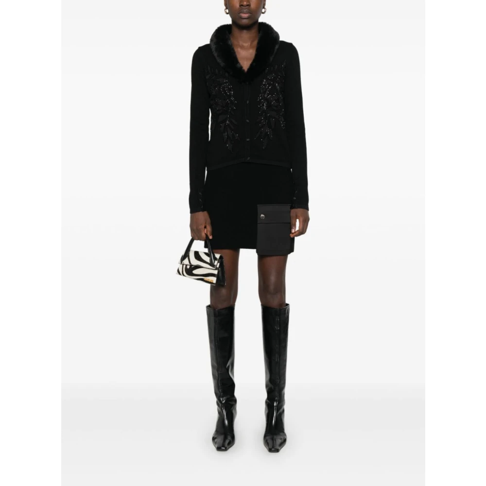 Blugirl Zwarte Gebreide Trui met Bloemenborduursel Black Dames