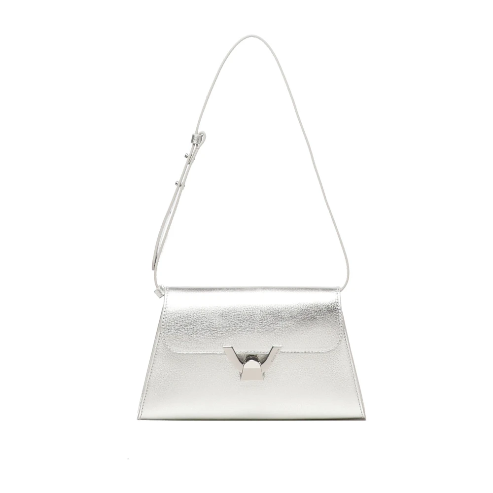 Coccinelle Zilveren Schoudertas met Sluiting Gray Dames
