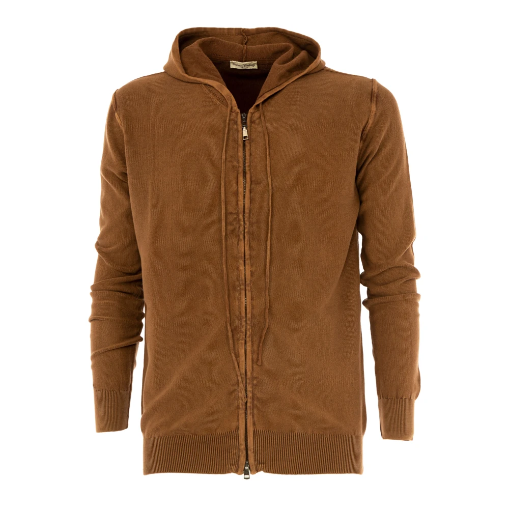 Cashmere Company Heren hoodie met rits Brown Heren