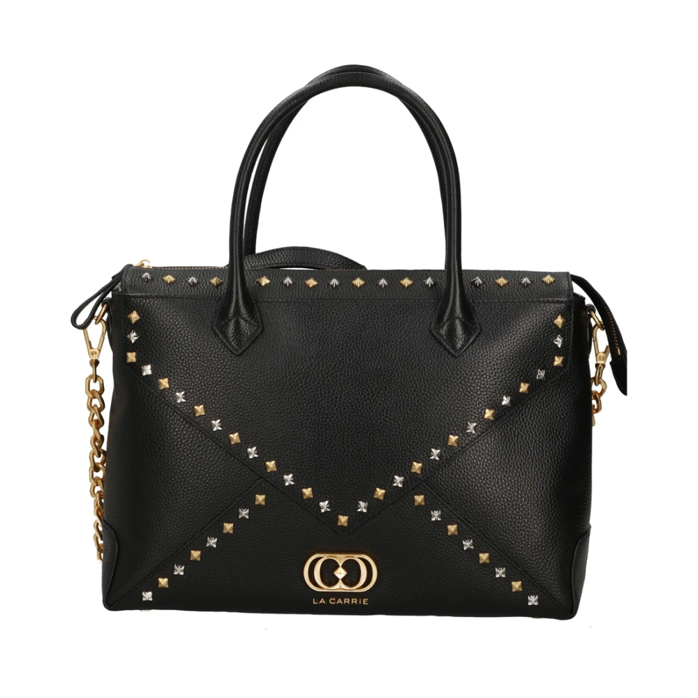La Carrie Gestikte Leren Shopper Tas Black Dames