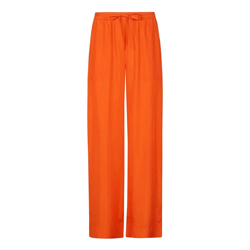 P.a.r.o.s.h. Zijden Zwarte Crepe Broek Elastische Taille Orange Dames