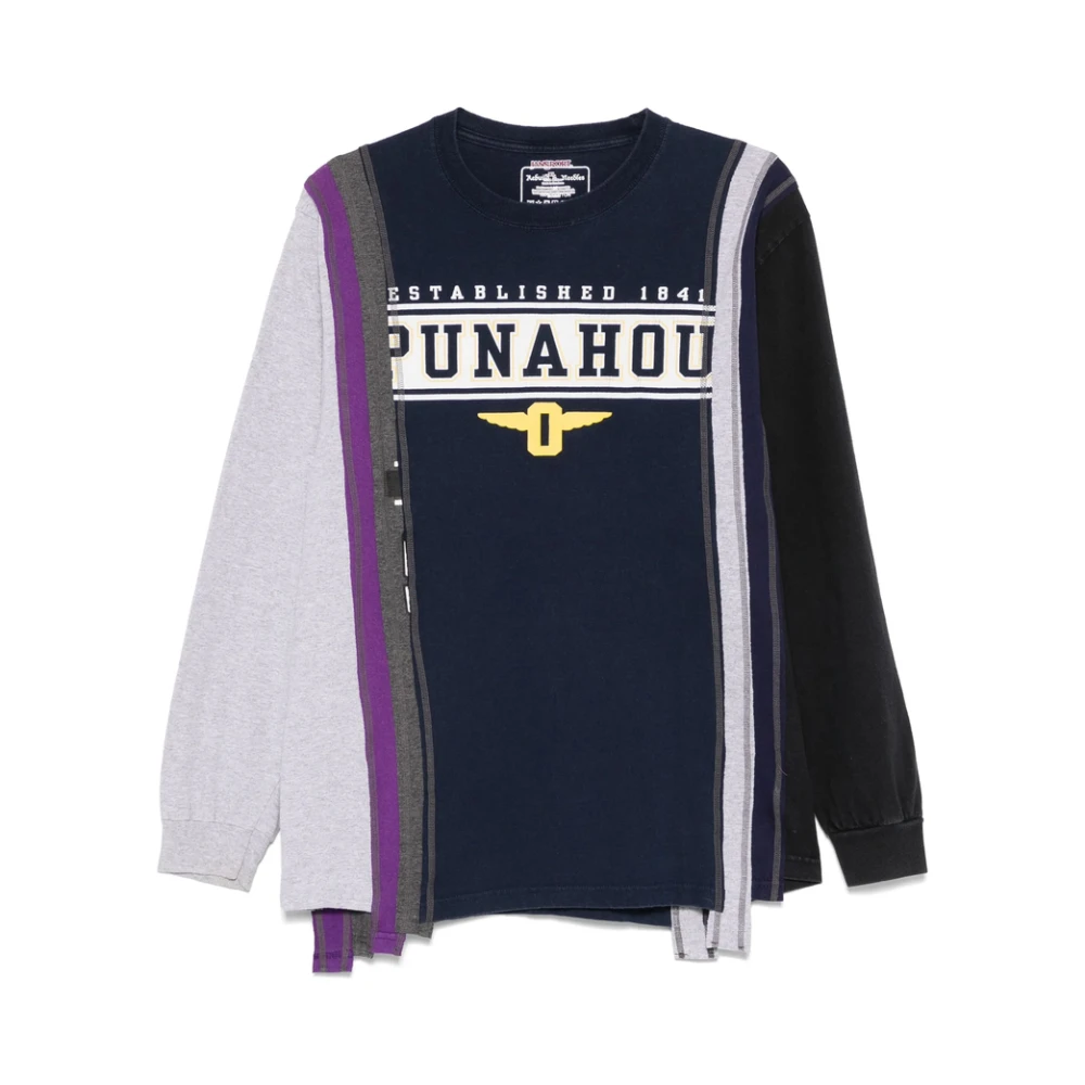 Needles Navy Blue Slogan Print T-shirt Multicolor Heren