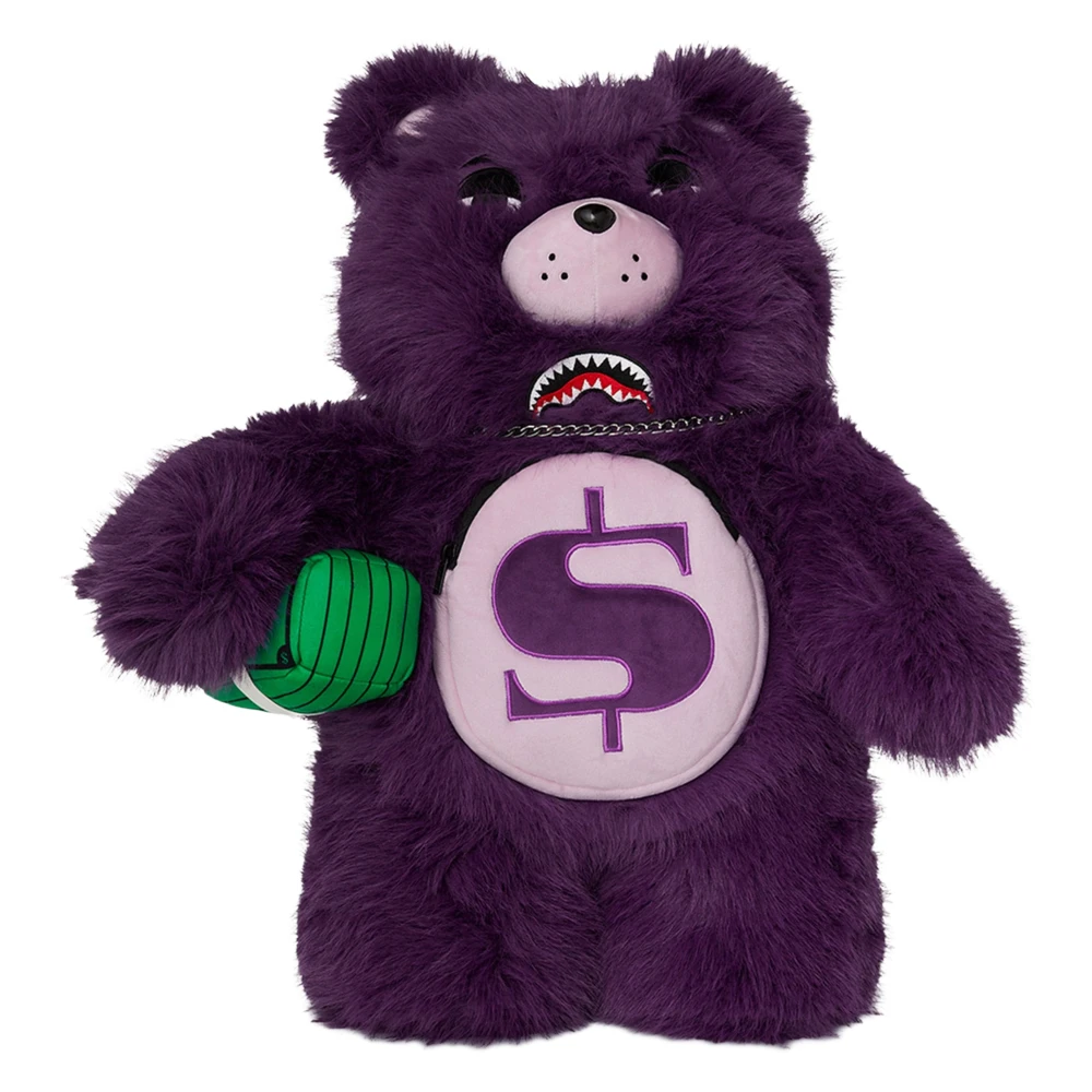 Sprayground Unisex Purple Fur Cray Money Bear Backpack