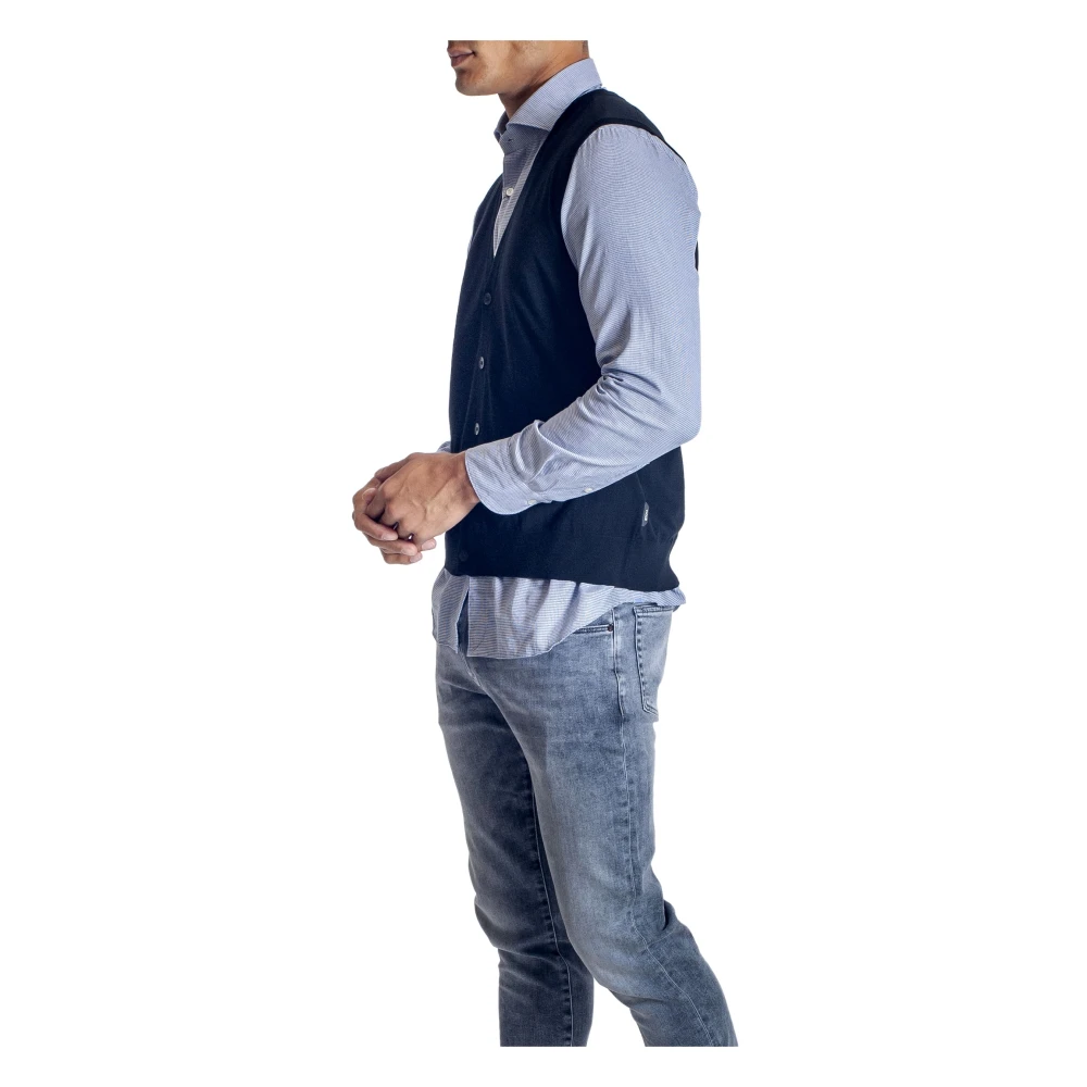 Z Zegna Merino Gebreid Vest Black Heren