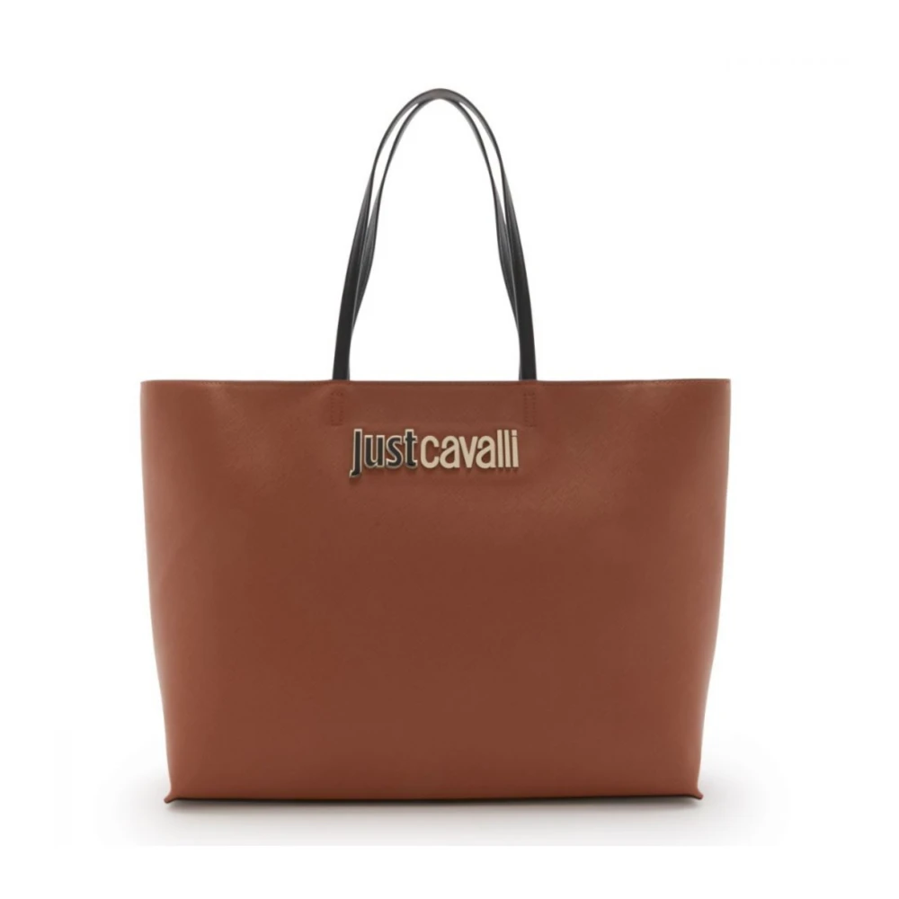 Just Cavalli Donkerbeige polyester handtas met saffianoleer textuur Beige Dames