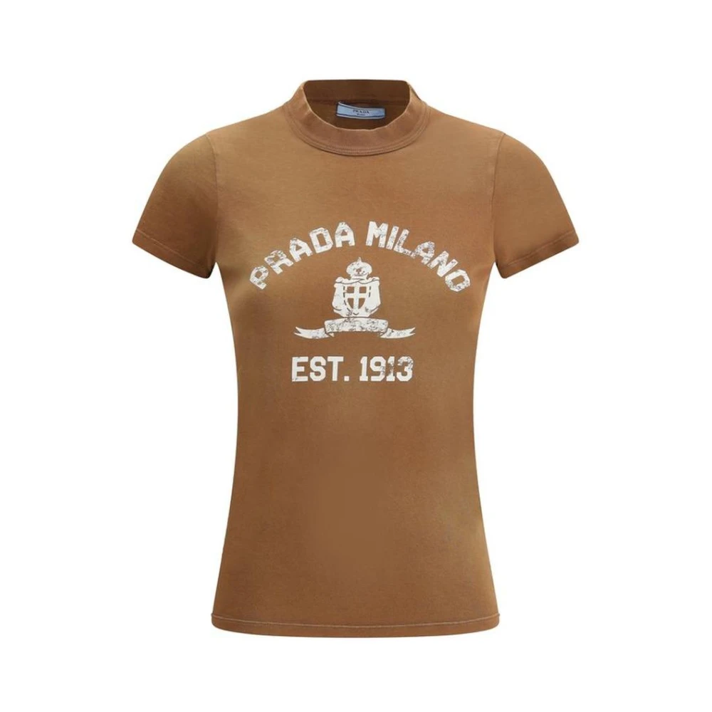 Prada Vintage Logo T-shirt Korte Mouwen Brown Dames