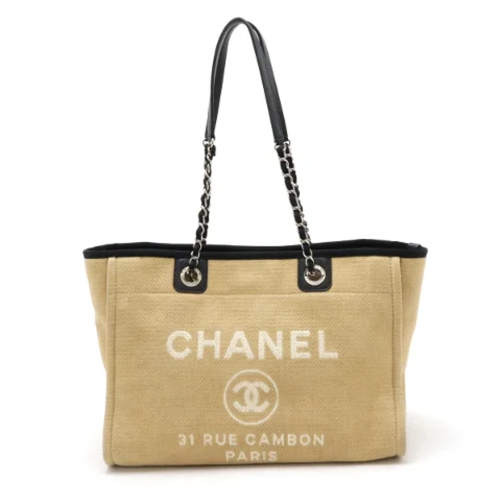 Chanel Vintage Pre-owned Canvas chanel-vskor Beige, Dam