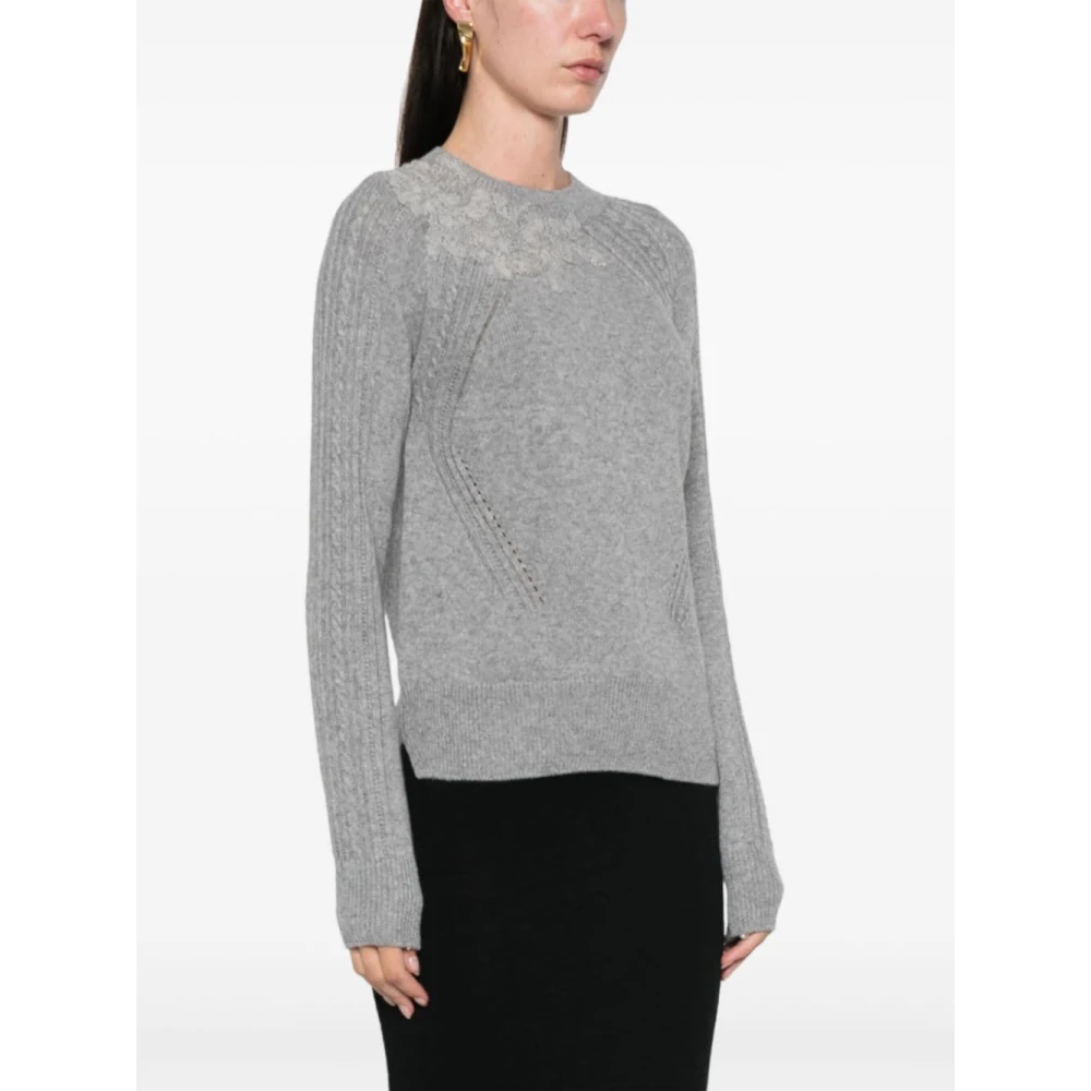 Ermanno Scervino Lange mouw ronde hals shirt Gray Dames