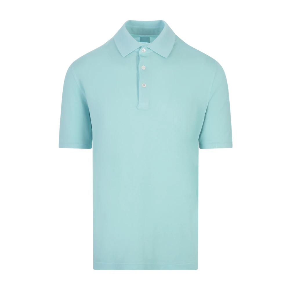 Fedeli Blauw Poloshirt Korte Mouw Blue Heren