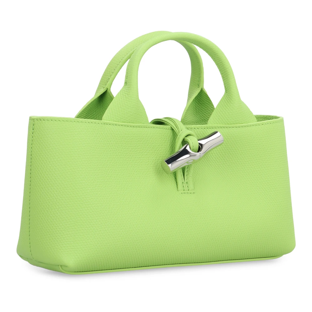 Longchamp Korrelige Leren Handtas met Antler Sluiting Green Dames
