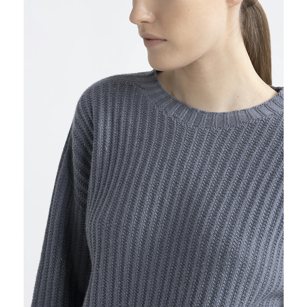 PESERICO Wol zijde kasjmier en lurex trui Gray Dames