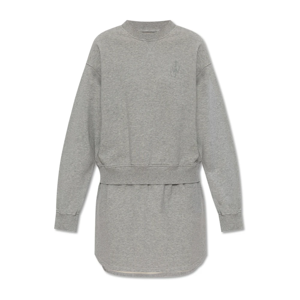 JW Anderson Ankerlogo Geborduurde Grijze Katoenen Trui Gray Dames