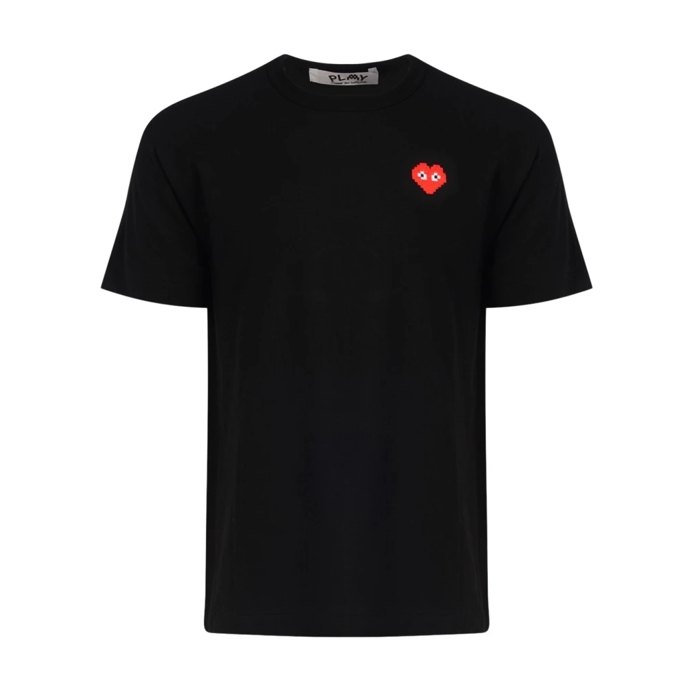 Comme des Garçons Play Svart Bomull Hjärtlogotyp T-shirt Black, Herr