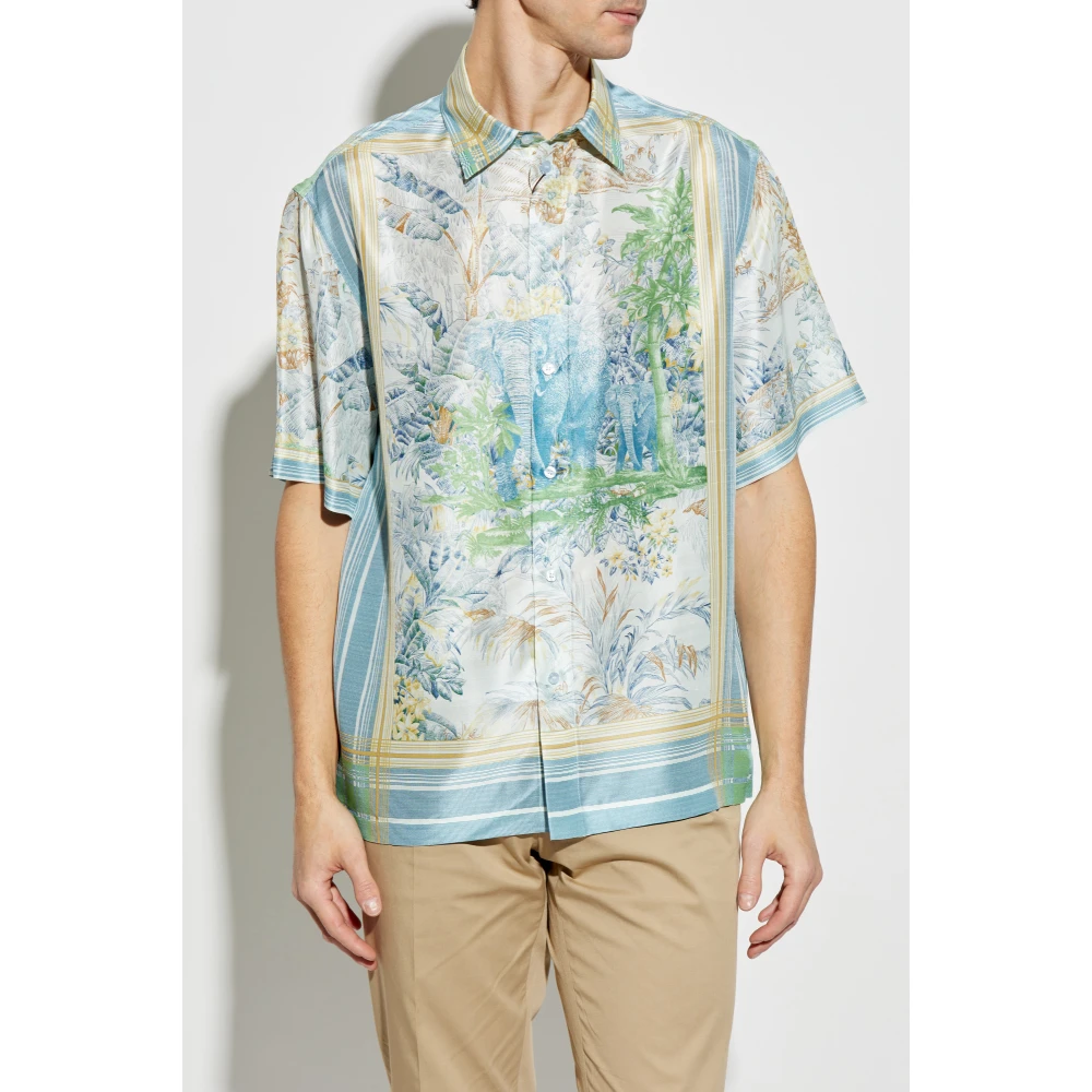 ETRO Zijden shirt met korte mouwen Multicolor Heren